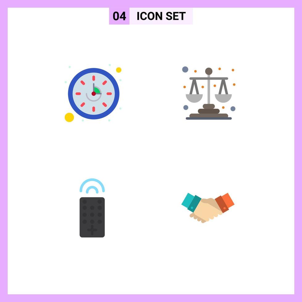 moderno impostato di 4 piatto icone e simboli come come orologio tv equilibrio bilancia accordo modificabile vettore design elementi