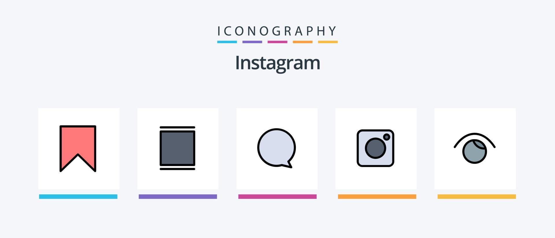 instagram linea pieno 5 icona imballare Compreso bussola. piace. telecamera. interfaccia. amore. creativo icone design vettore