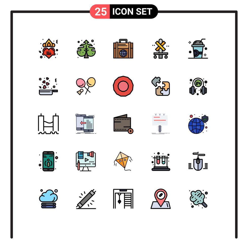 impostato di 25 moderno ui icone simboli segni per fresco treno attività commerciale stazione attraversare modificabile vettore design elementi