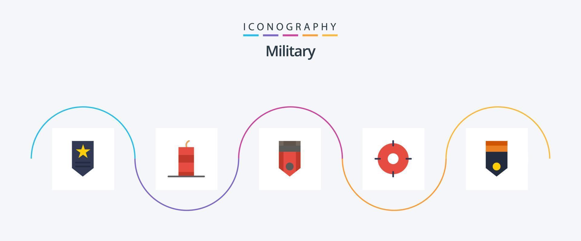 militare piatto 5 icona imballare Compreso esercito. posizione. distintivo. militare. banda vettore