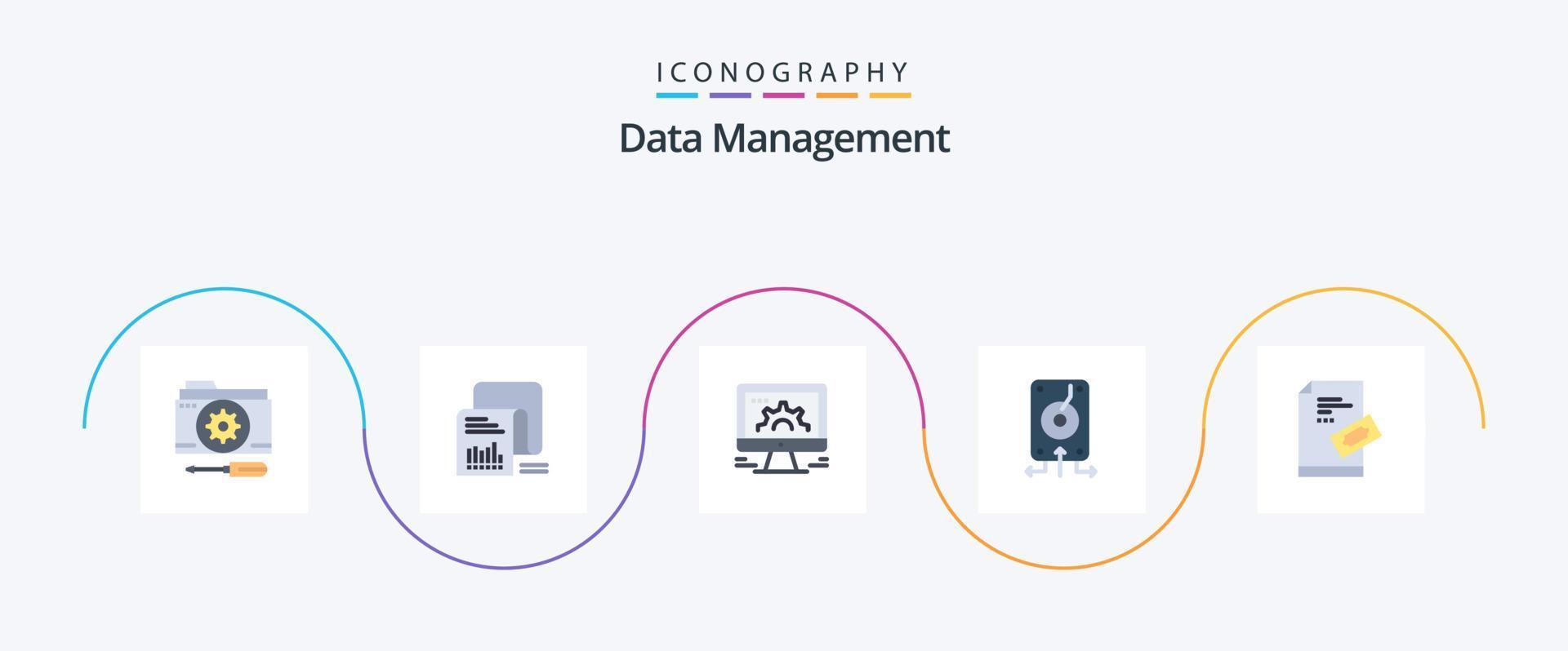 dati gestione piatto 5 icona imballare Compreso file. backup. elenco. ragnatela. impostazioni vettore