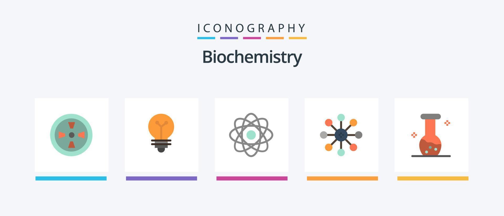biochimica piatto 5 icona imballare Compreso biologia. analisi. biochimica. chimica. biologia. creativo icone design vettore