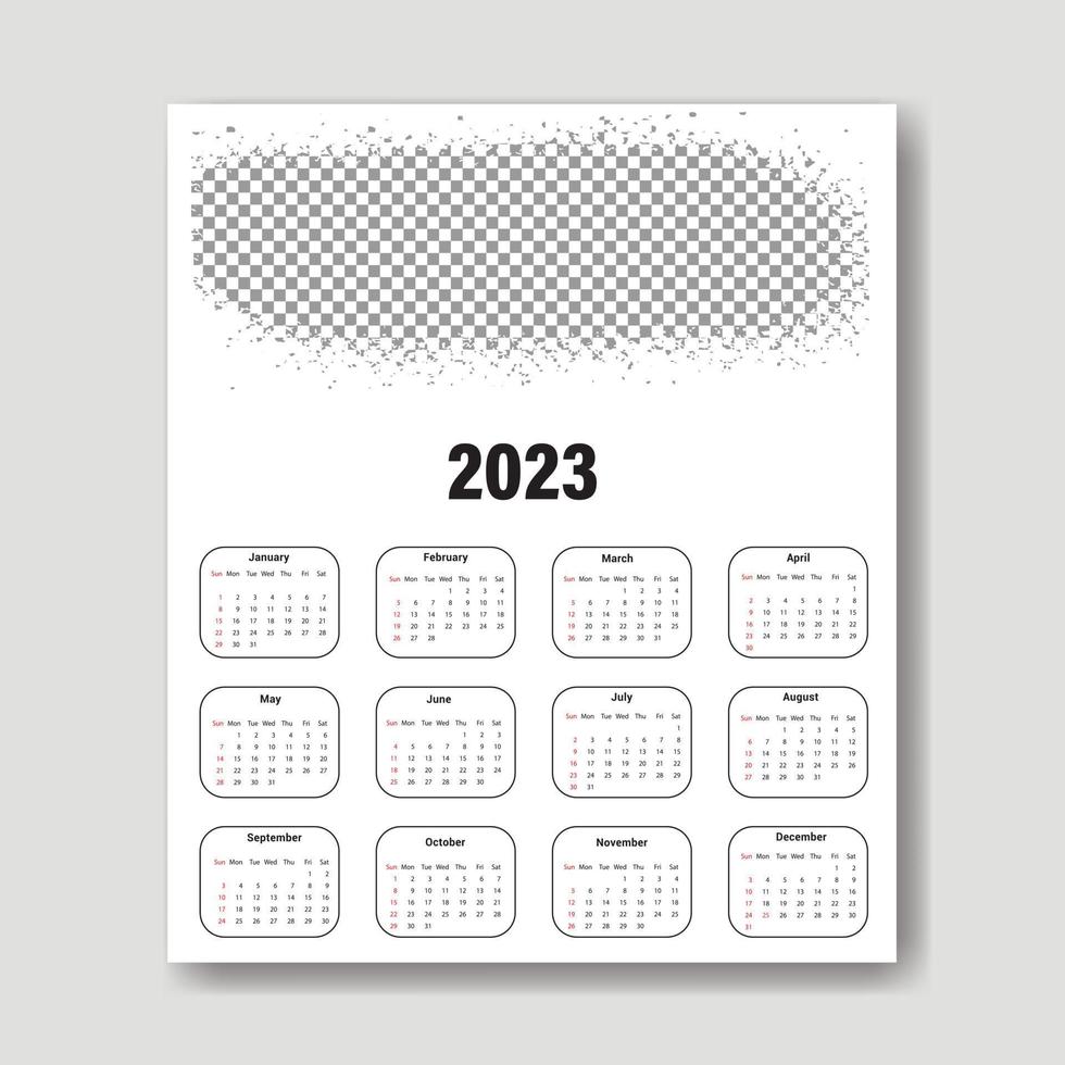 2023 calendario modello, pulito calendario modello vettore