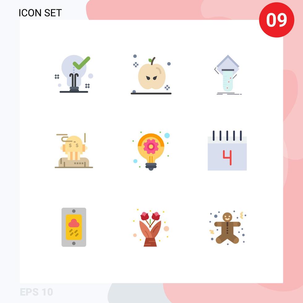 pittogramma impostato di 9 semplice piatto colori di analista consulente chimica consigliere analisi modificabile vettore design elementi