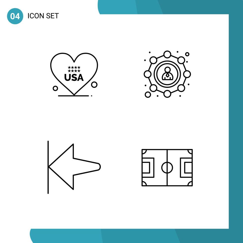 4 creativo icone moderno segni e simboli di cuore casa Stati Uniti d'America condivisione campo modificabile vettore design elementi