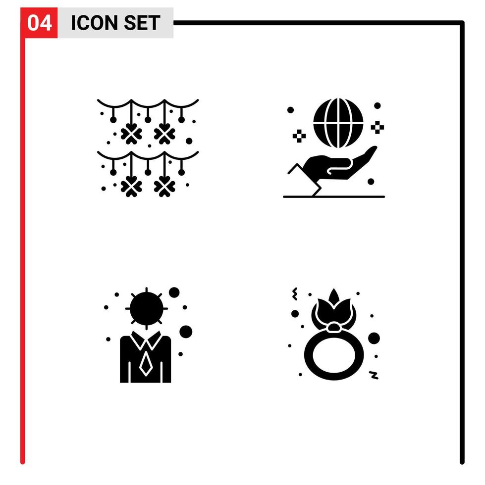 universale icona simboli gruppo di 4 moderno solido glifi di cultura attività commerciale santo patrick globo moderno modificabile vettore design elementi