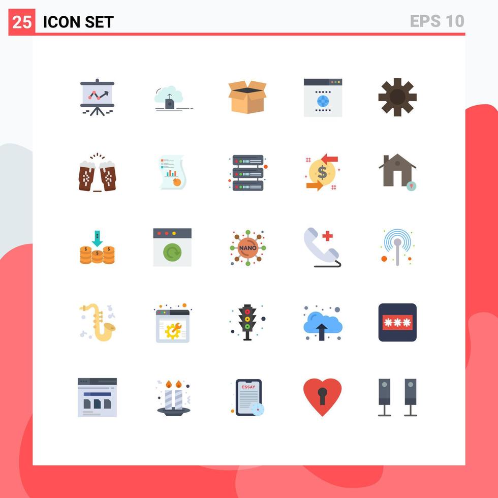 imballare di 25 creativo piatto colori di Ingranaggio ambientazione calcolo sito web del browser modificabile vettore design elementi