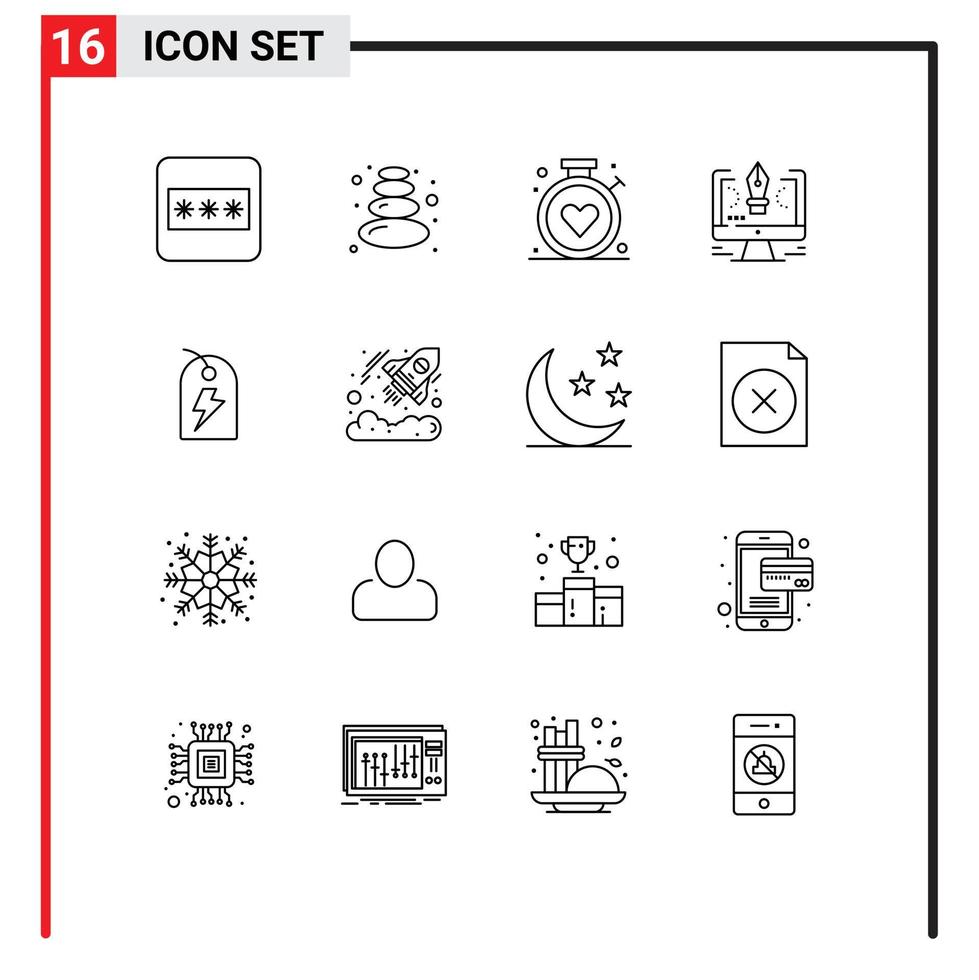 impostato di 16 moderno ui icone simboli segni per energia etichetta ospedale design computer modificabile vettore design elementi