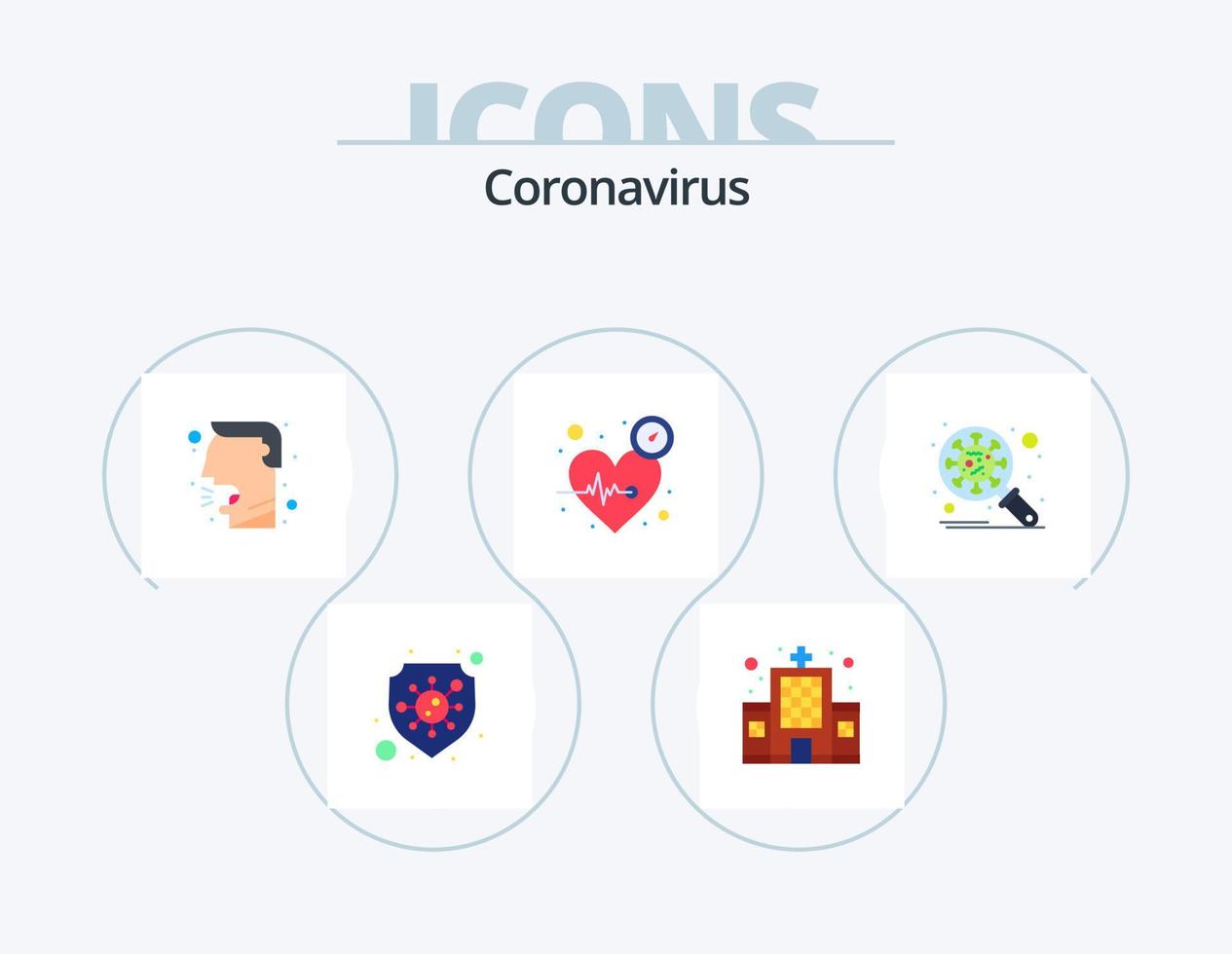 coronavirus piatto icona imballare 5 icona design. protezione. batteri. tosse. volta. cuore vettore