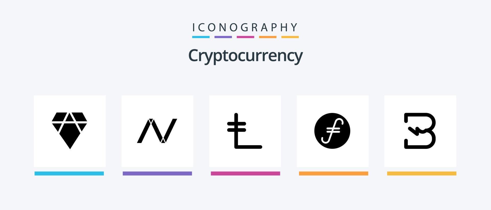 criptovaluta glifo 5 icona imballare Compreso crypto . giusto moneta . crypto moneta. cripto. creativo icone design vettore