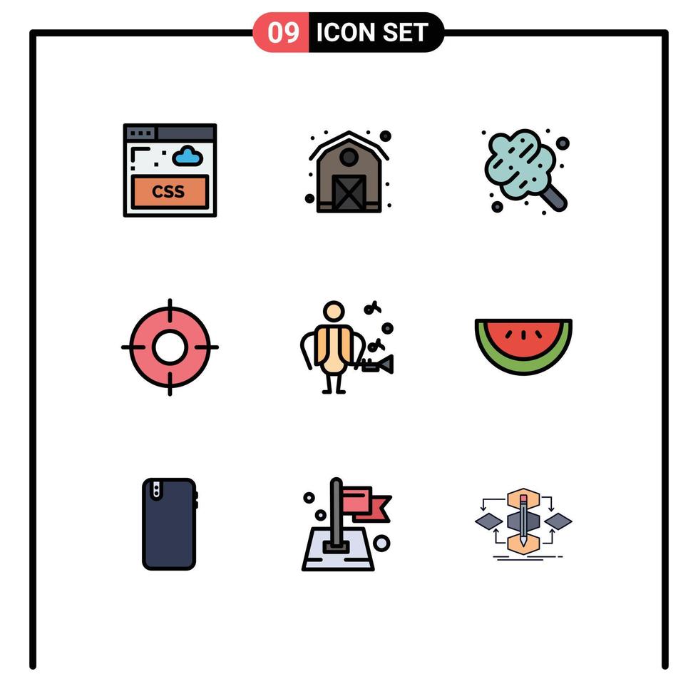 9 creativo icone moderno segni e simboli di cantante artista cibo UX Posizione modificabile vettore design elementi