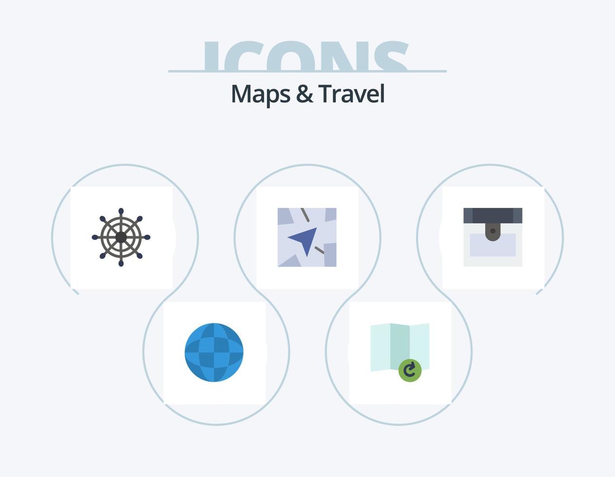 mappe e viaggio piatto icona imballare 5 icona design. . navigazione. Tesoro vettore