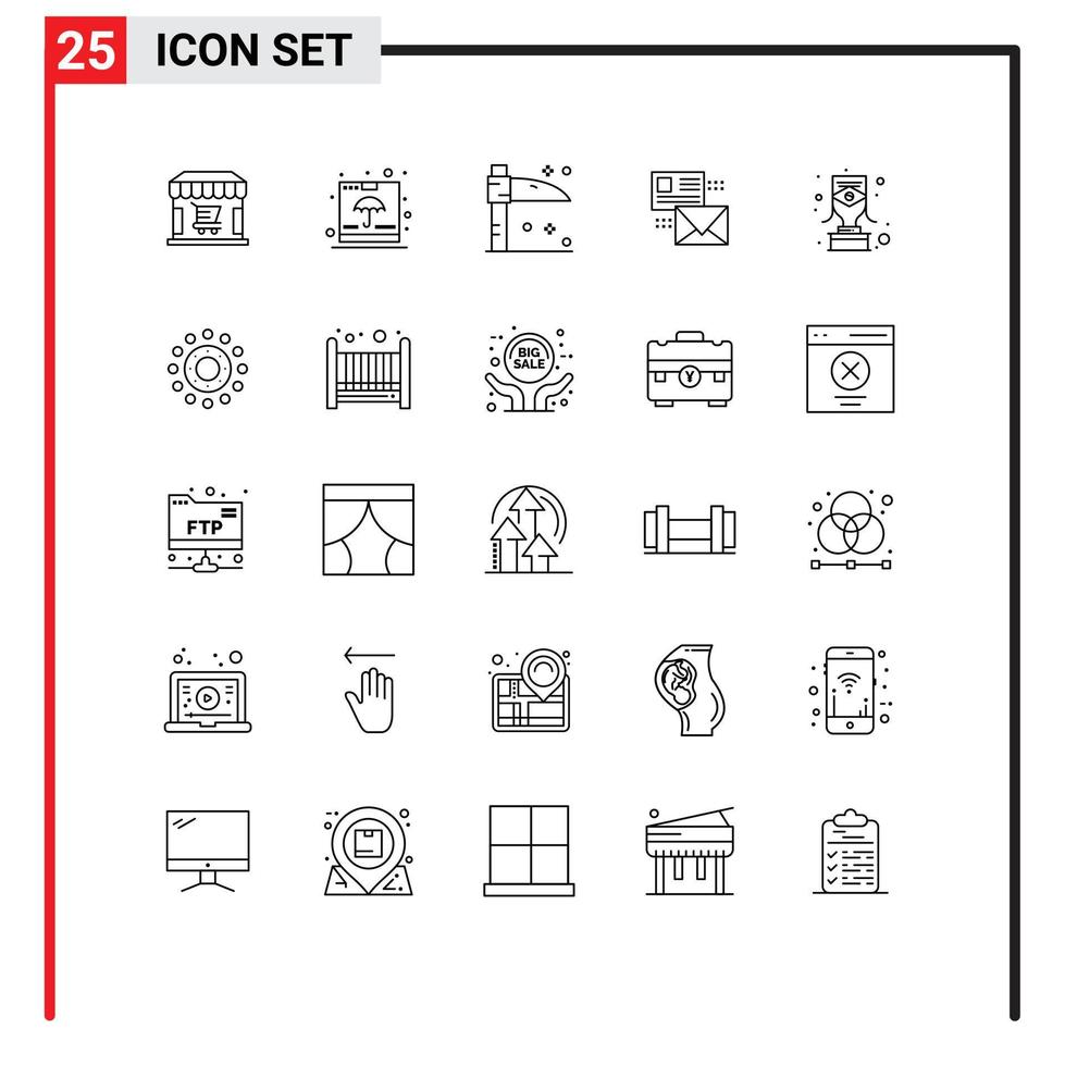 impostato di 25 moderno ui icone simboli segni per posta posta spedizione e mailing modificabile vettore design elementi