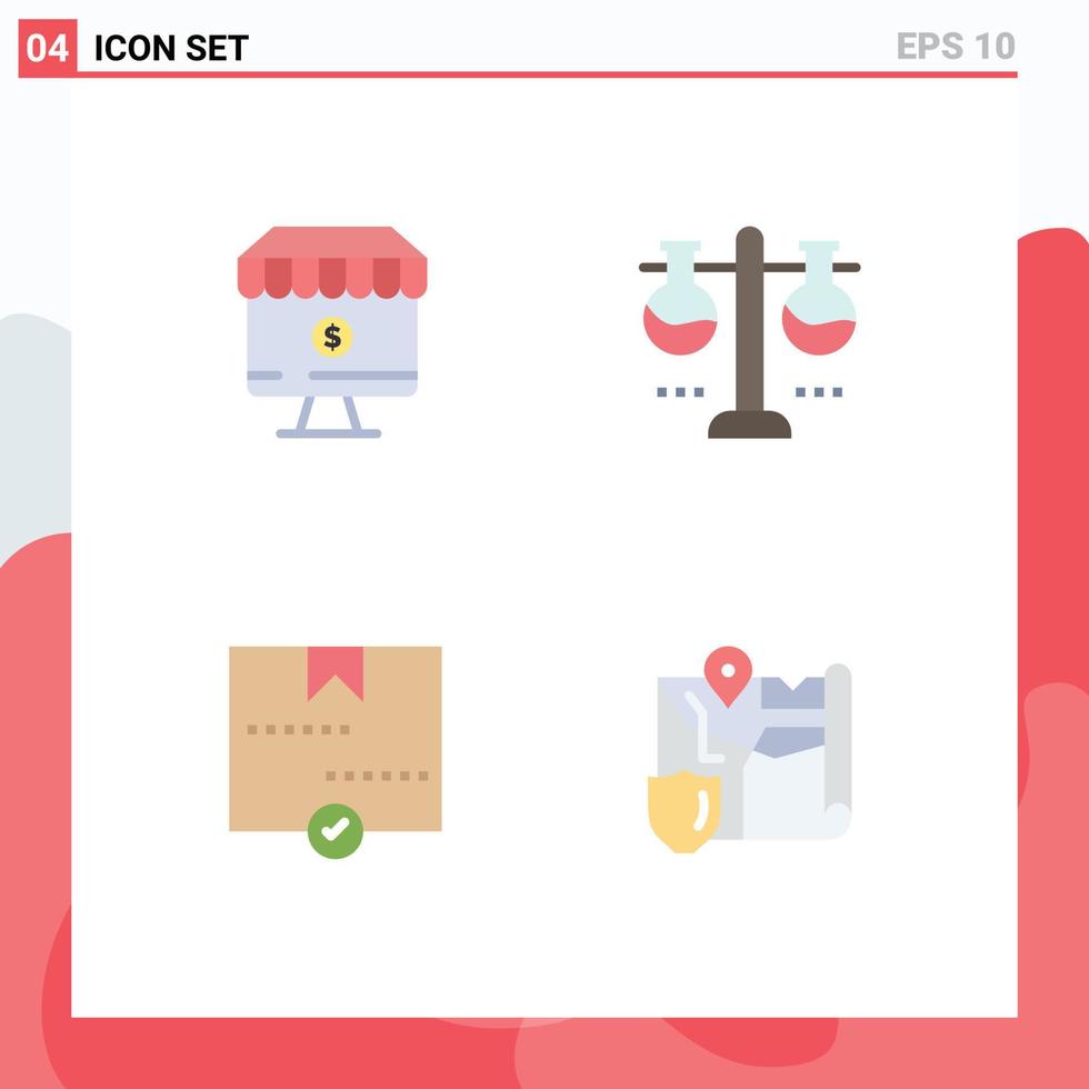 4 piatto icona concetto per siti web mobile e applicazioni negozio test tubo e laboratorio consegnato modificabile vettore design elementi