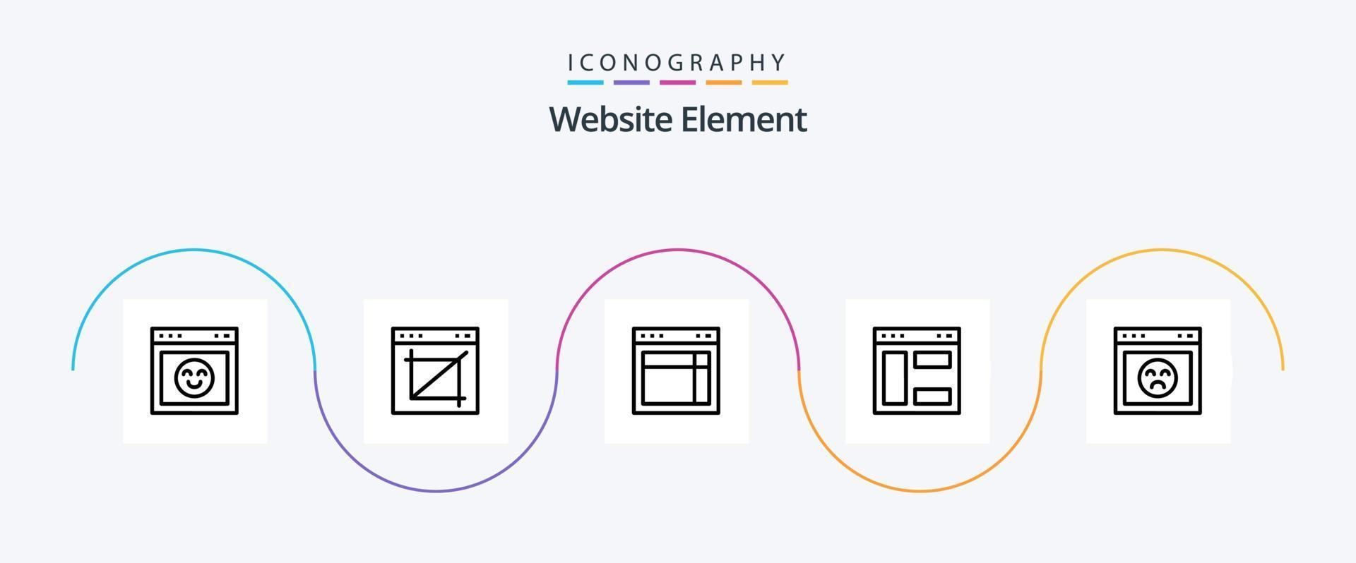 sito web elemento linea 5 icona imballare Compreso sito web. Internet. sito web. browser. ragnatela vettore