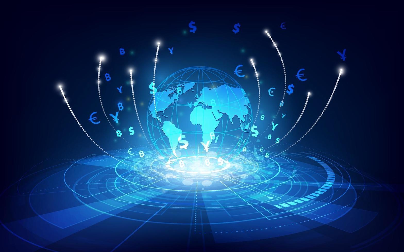 trasferimento di denaro. valuta globale. illustrazione vettoriale di borsa.