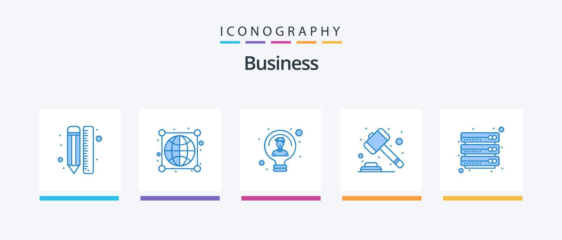 attività commerciale blu 5 icona imballare Compreso legge. Tribunale. connessioni. asta. persona. creativo icone design vettore