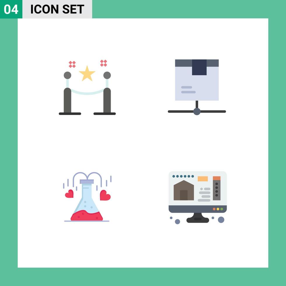 4 piatto icona concetto per siti web mobile e applicazioni barriera corda chimico picchetto Rete cuore modificabile vettore design elementi