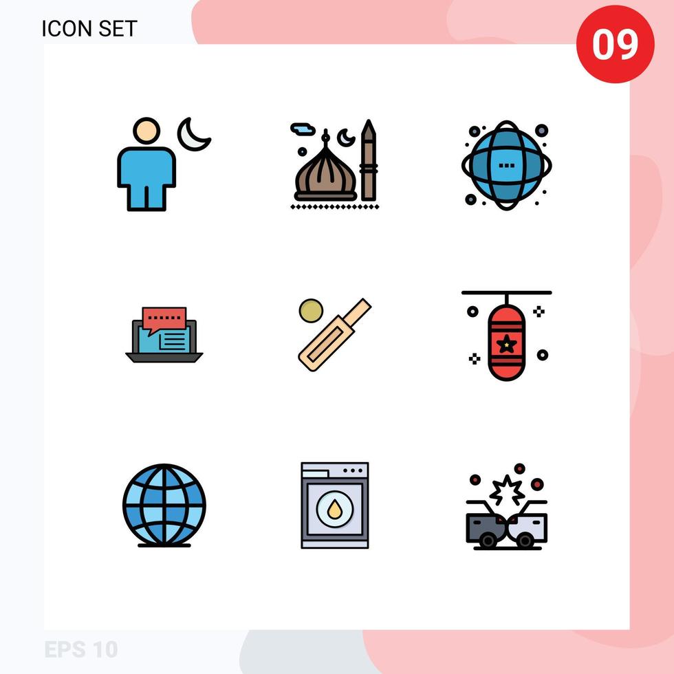 impostato di 9 moderno ui icone simboli segni per dialogo consulenza musulmano scienza informazione modificabile vettore design elementi
