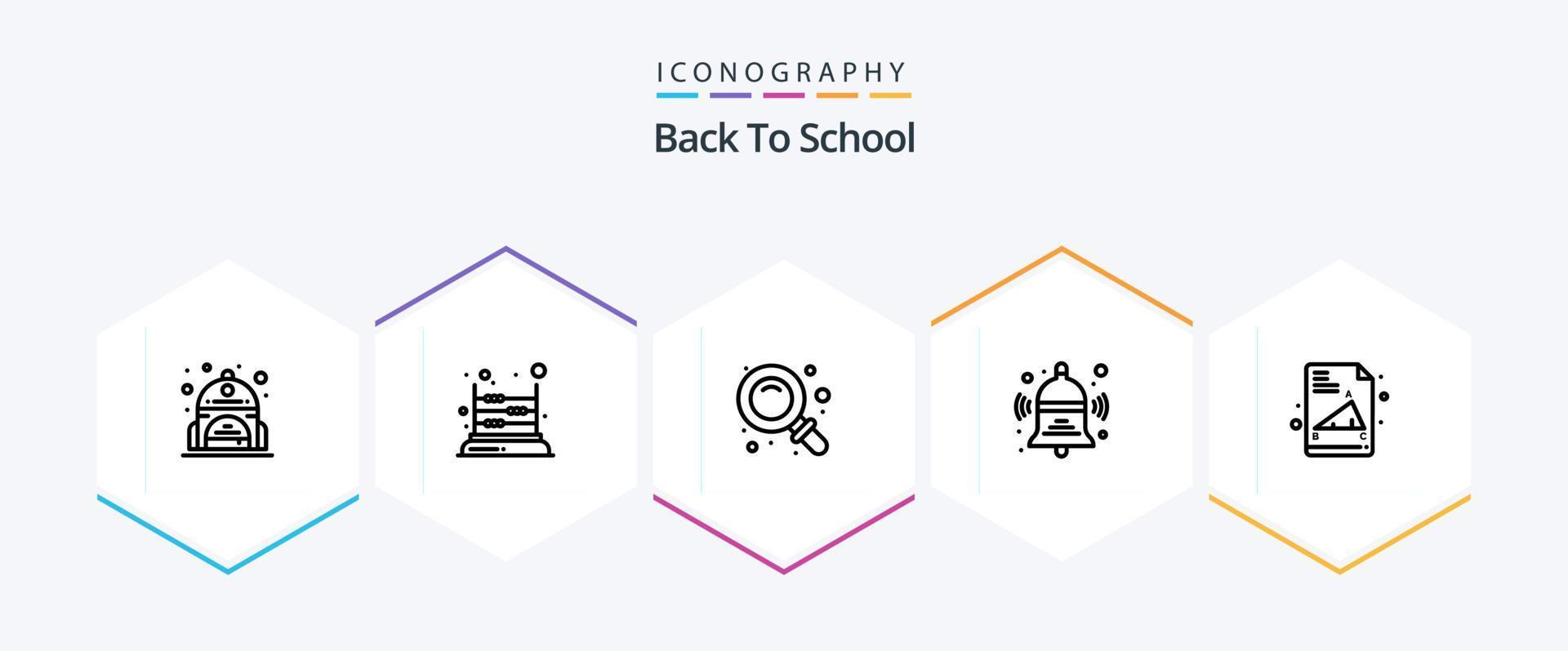 indietro per scuola 25 linea icona imballare Compreso formazione scolastica. formazione scolastica. Indietro. Indietro. campana vettore