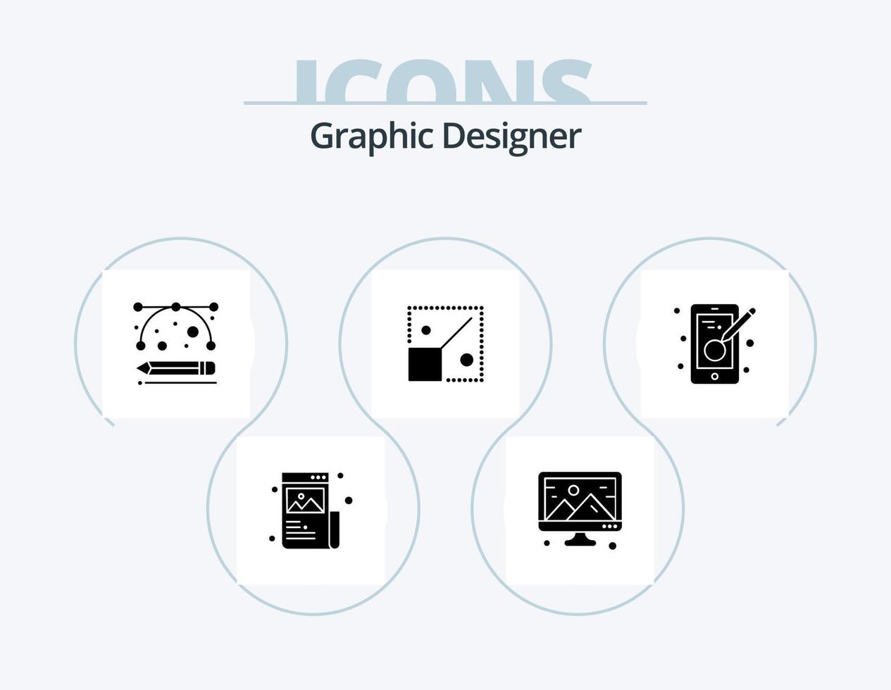 grafico progettista glifo icona imballare 5 icona design. creatività. design. design. ridimensionare. disegno utensili vettore