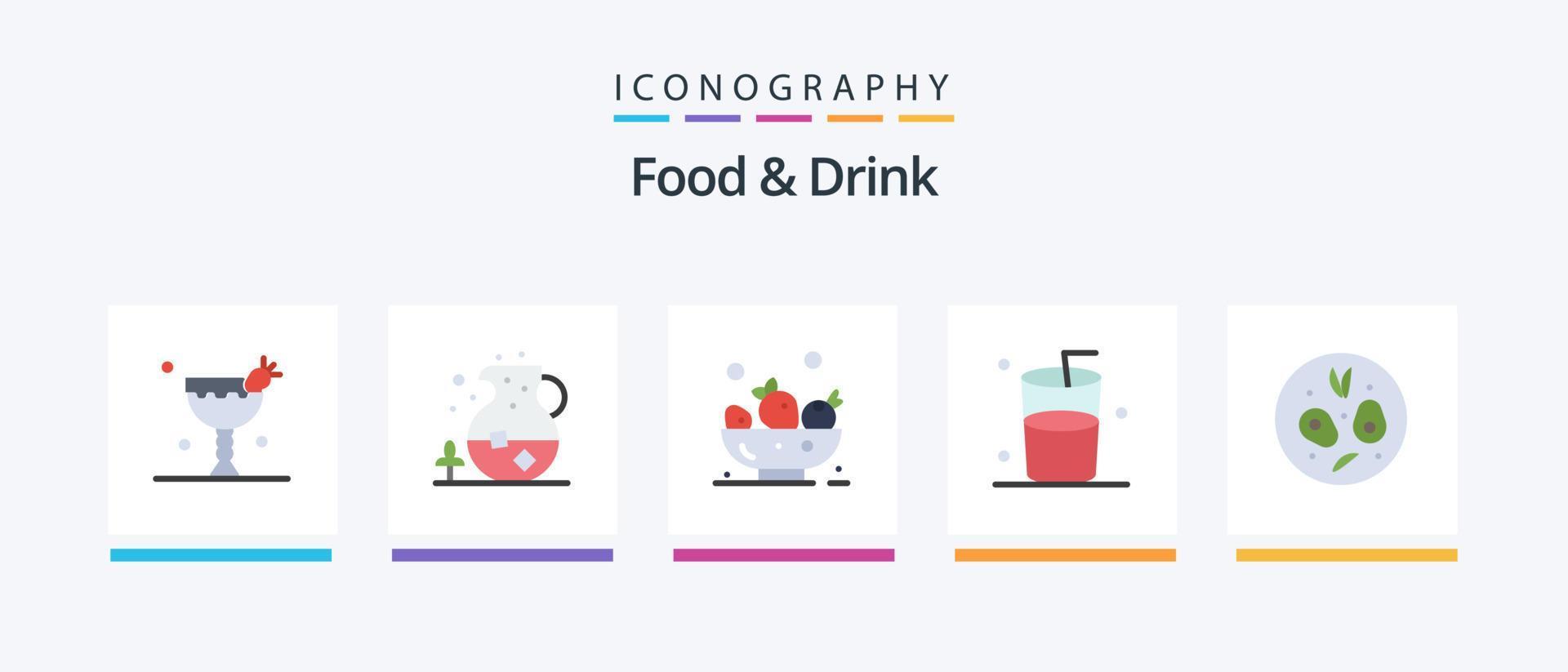 cibo e bevanda piatto 5 icona imballare Compreso . bere. bere. bicchiere. bere. creativo icone design vettore