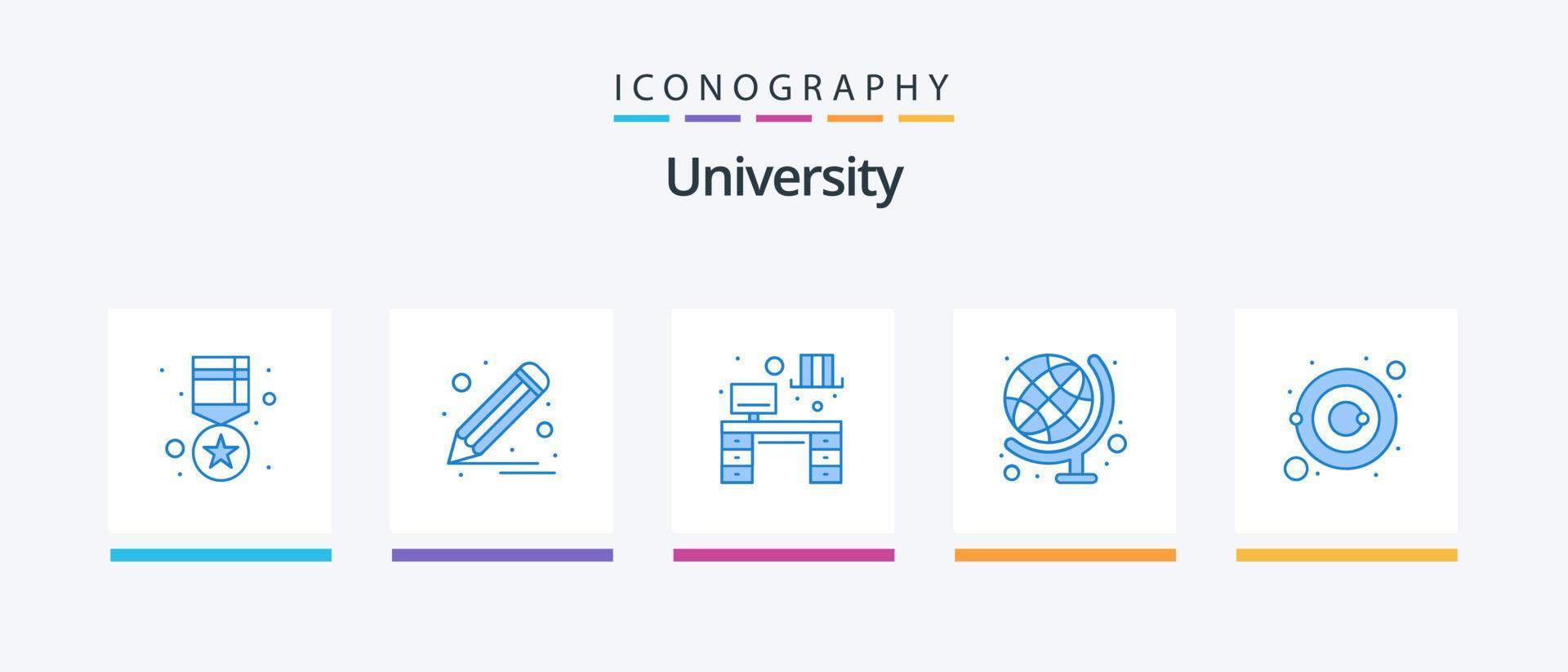 Università blu 5 icona imballare Compreso galassia. interno. globo. formazione scolastica. creativo icone design vettore