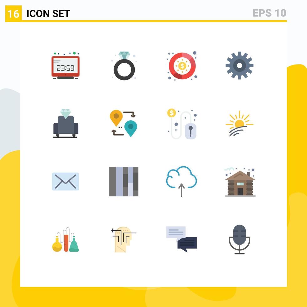 impostato di 16 moderno ui icone simboli segni per cinema ruota nozze ambientazione i soldi modificabile imballare di creativo vettore design elementi