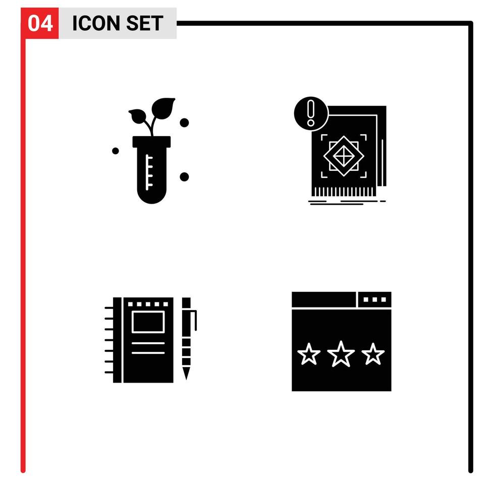 4 utente interfaccia solido glifo imballare di moderno segni e simboli di tubo schizzo taccuino scienza infrastruttura taccuino modificabile vettore design elementi