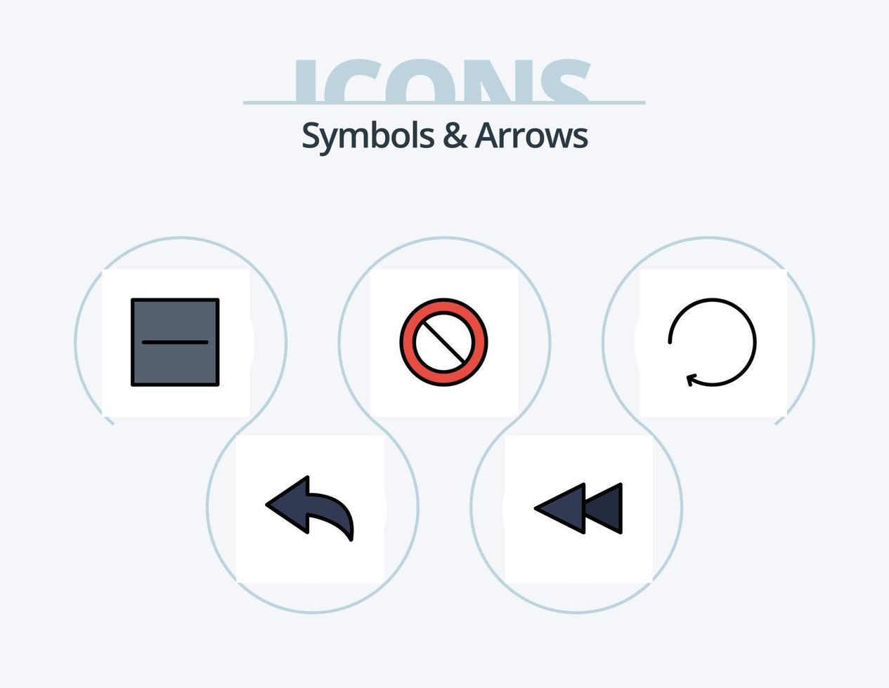 simboli e frecce linea pieno icona imballare 5 icona design. . negato. vettore