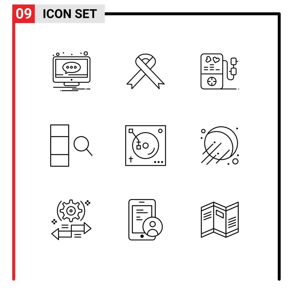 impostato di 9 moderno ui icone simboli segni per festa mescolare medico ricerca colonna modificabile vettore design elementi