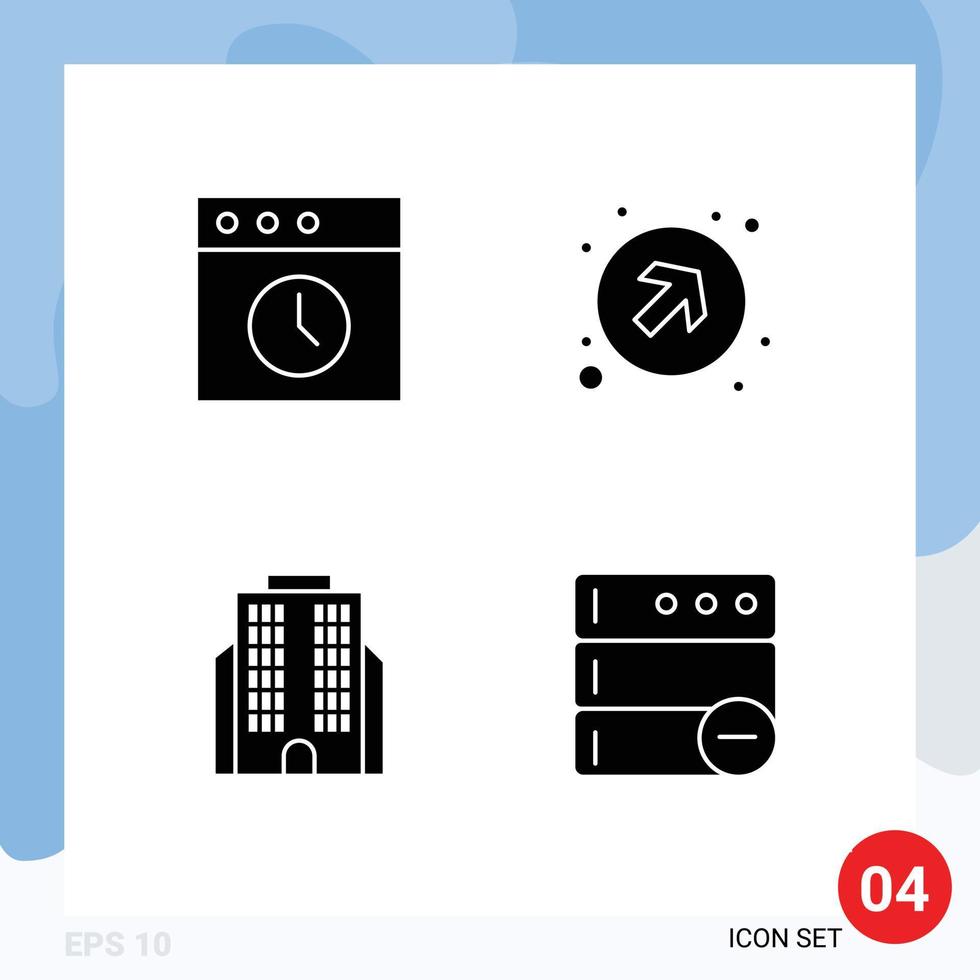 gruppo di 4 moderno solido glifi impostato per App società freccia giusto su Elimina modificabile vettore design elementi