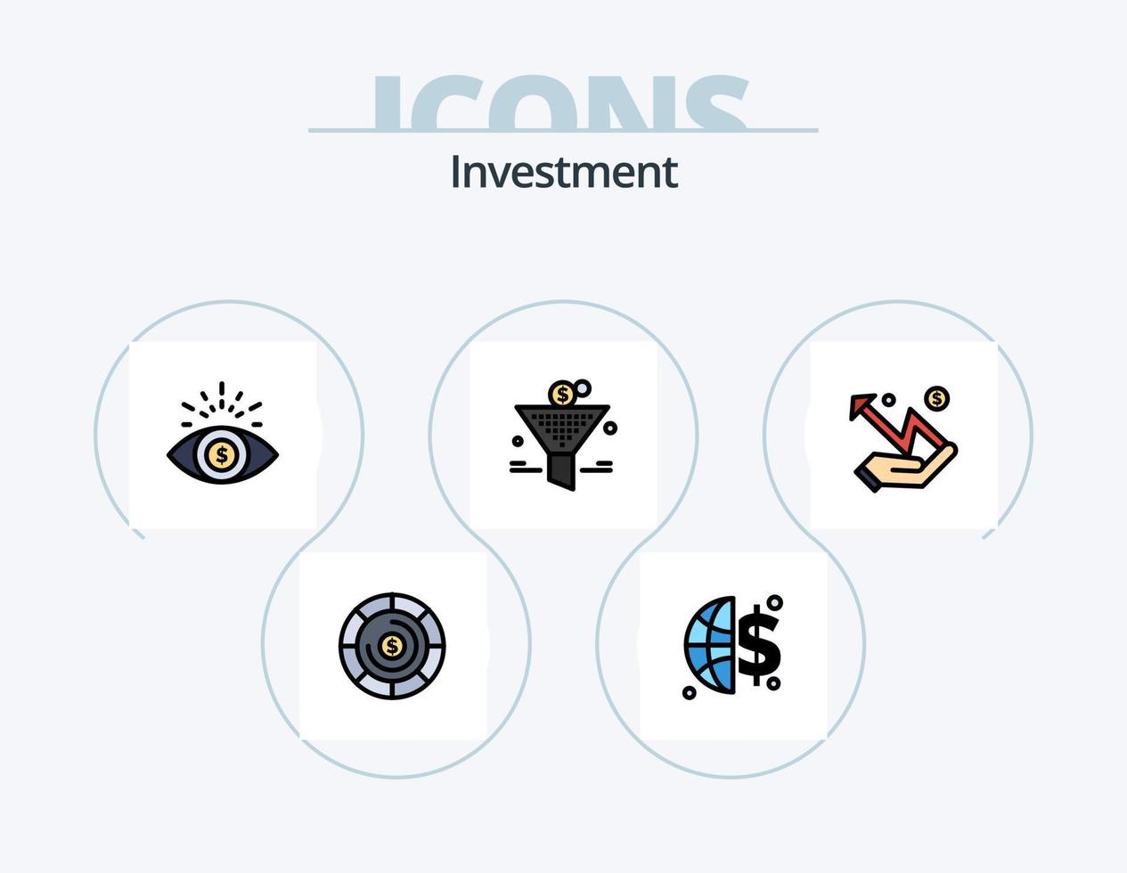 investimento linea pieno icona imballare 5 icona design. ricco. oro. attività commerciale. investimento. finanza vettore