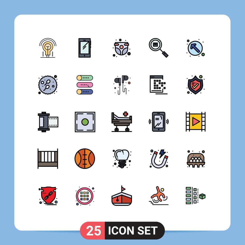 universale icona simboli gruppo di 25 moderno pieno linea piatto colori di Prodotto consegna i phone scatola infanzia modificabile vettore design elementi