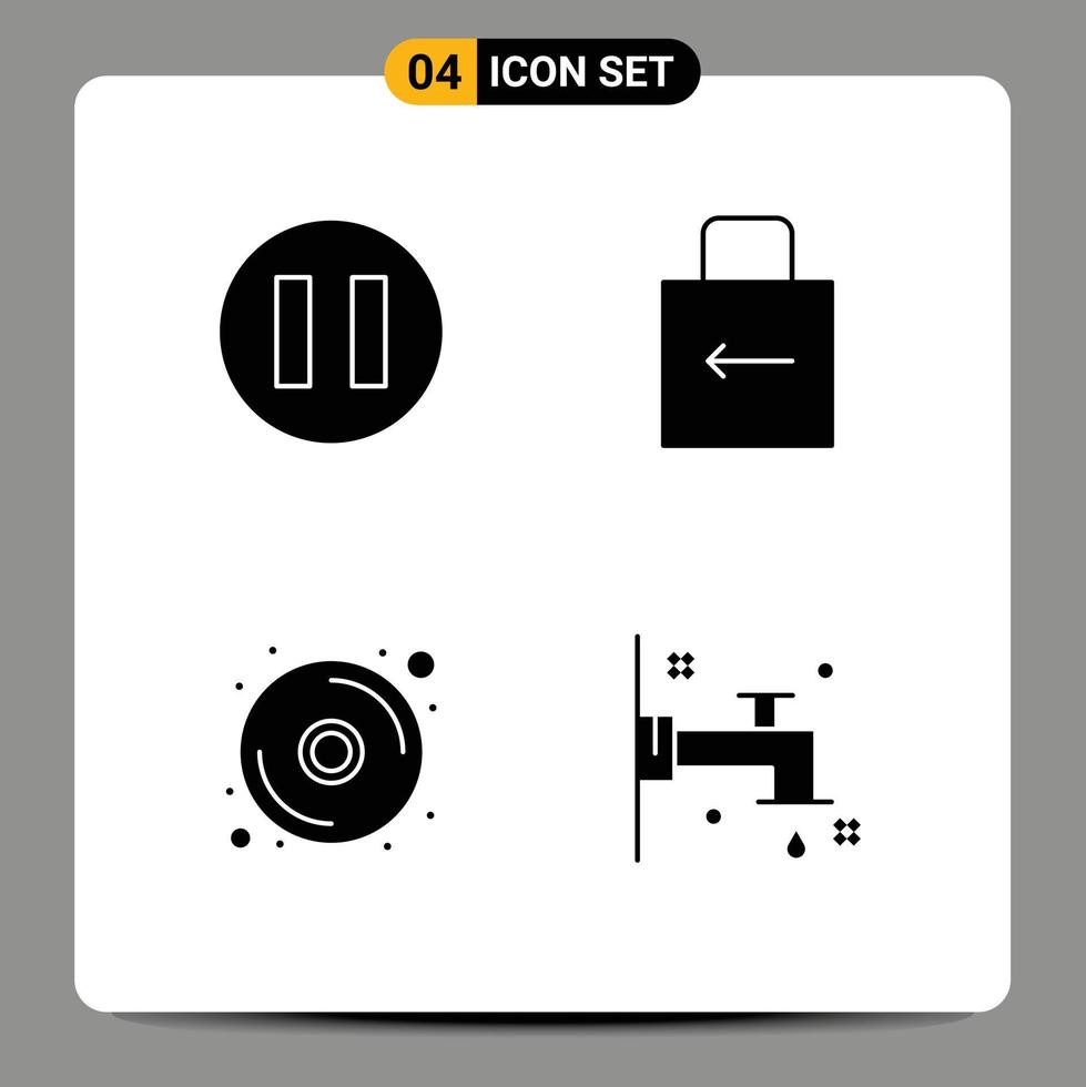 4 creativo icone moderno segni e simboli di cerchio rubinetto chiave CD acqua modificabile vettore design elementi