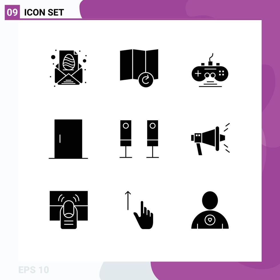 azione vettore icona imballare di 9 linea segni e simboli per suono elettrodomestici gioco casa elettrodomestici mobilia modificabile vettore design elementi