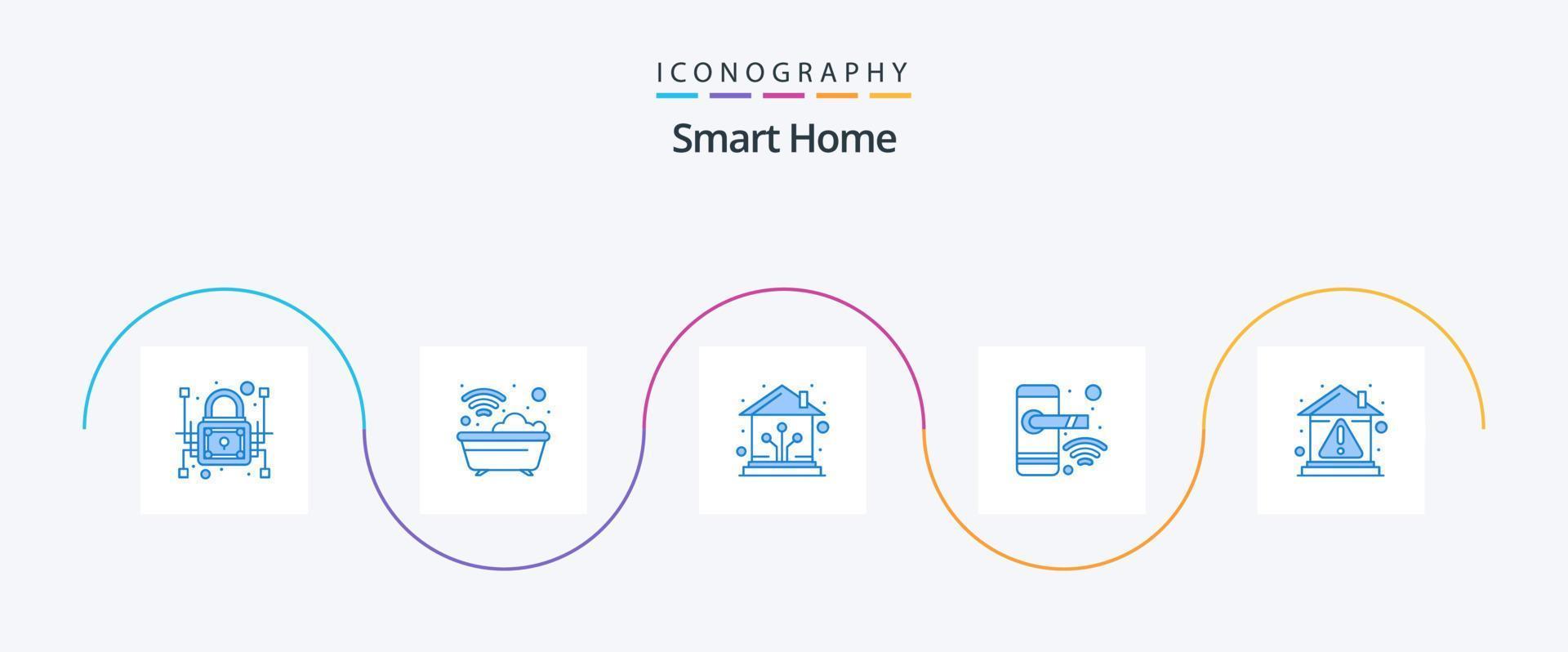 inteligente casa blu 5 icona imballare Compreso inteligente. casa. vasca. porta. inteligente vettore