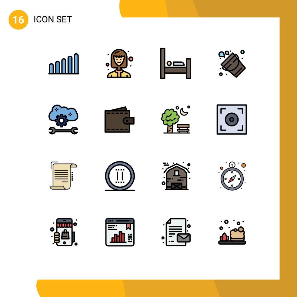 impostato di 16 moderno ui icone simboli segni per nube sync impostazioni nube servizio configure dormire nube preferenze attrezzo modificabile creativo vettore design elementi