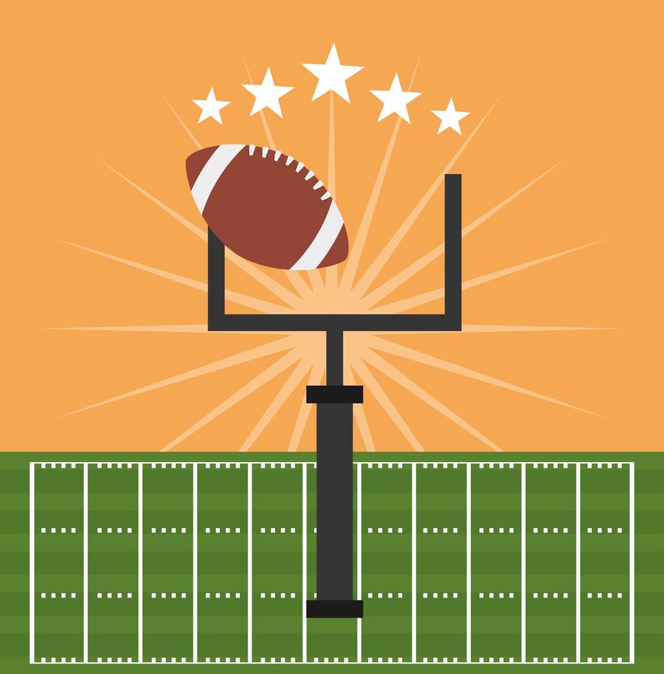 poster di sport football americano con palla e obiettivo vettore