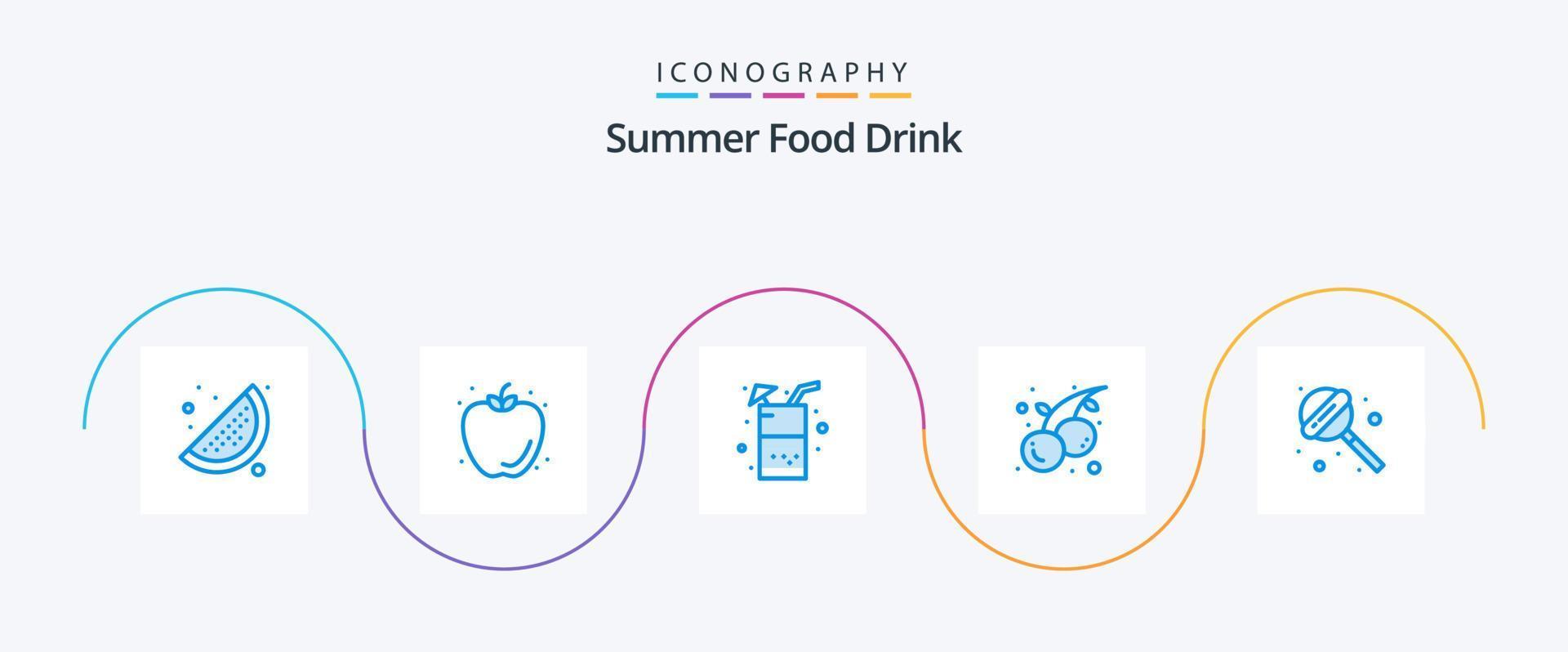 estate cibo bevanda blu 5 icona imballare Compreso cibo. dolce. bere. ciliegia. estate vettore