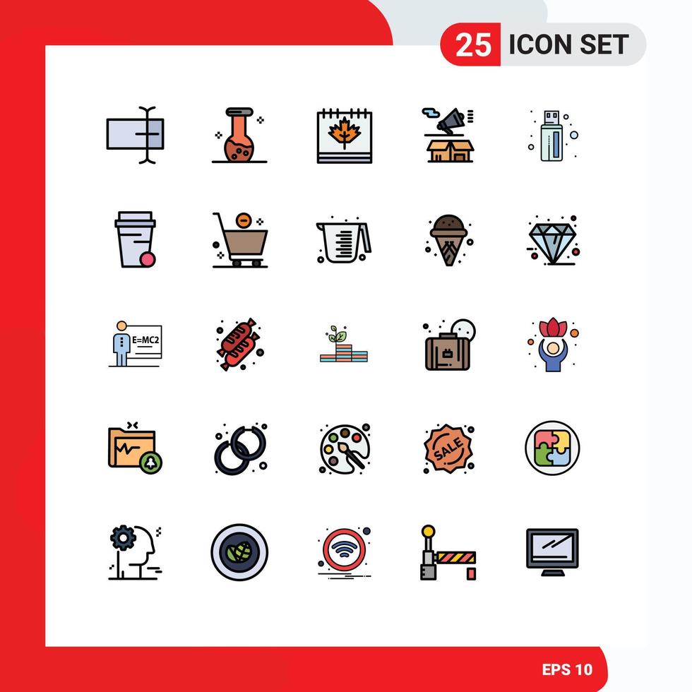 25 creativo icone moderno segni e simboli di cavo scatola calendario megafono marketing modificabile vettore design elementi