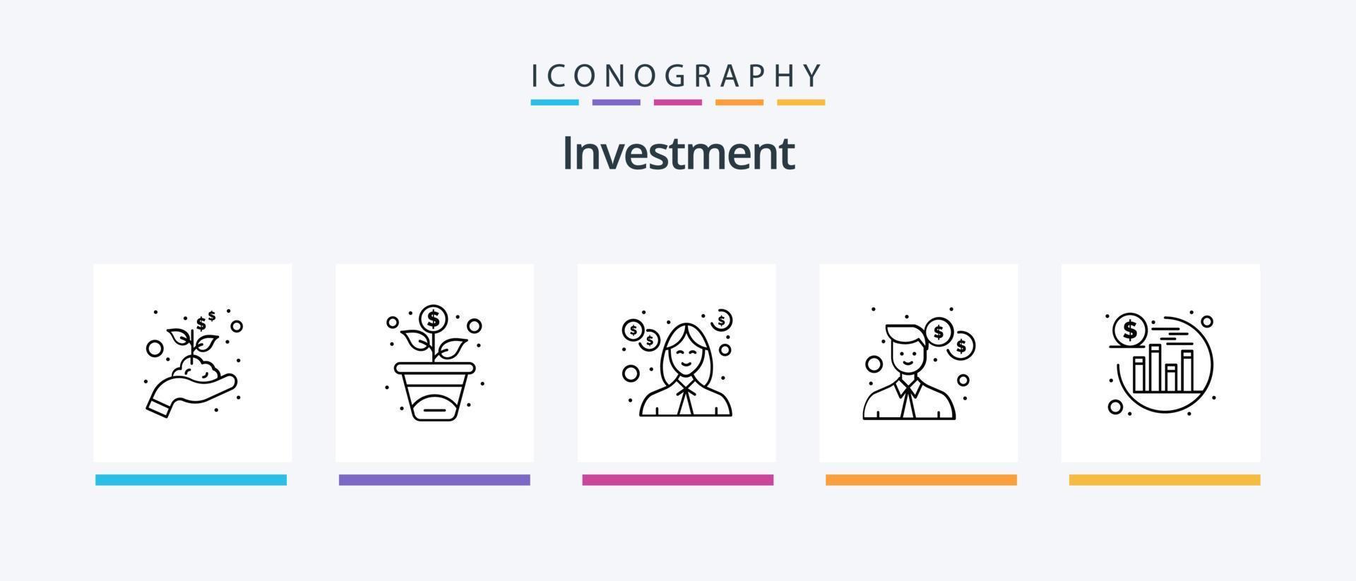 investimento linea 5 icona imballare Compreso . investimento. investimento. bancario. monete. creativo icone design vettore