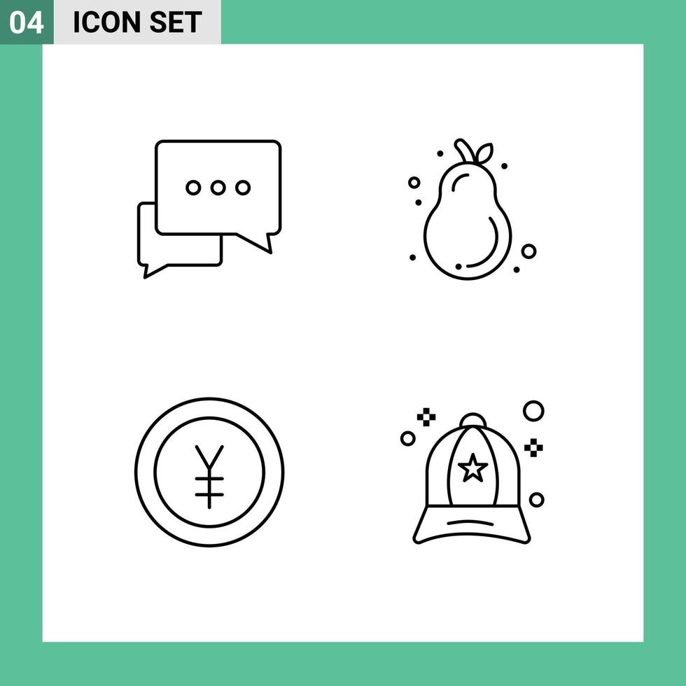 4 utente interfaccia linea imballare di moderno segni e simboli di Chiacchierare finanza bolla Pera yen modificabile vettore design elementi