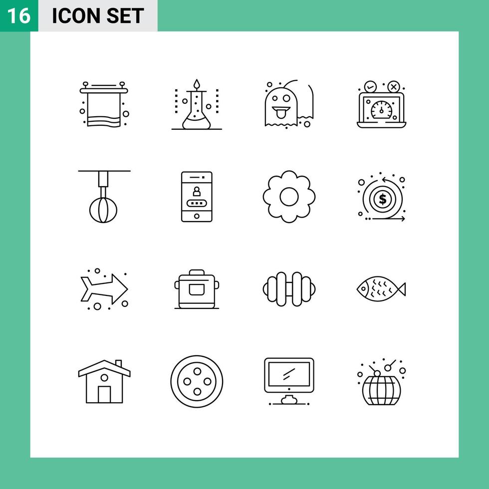 schema imballare di 16 universale simboli di sito web prestazione scienza laboratorio pannello di controllo divertimento modificabile vettore design elementi