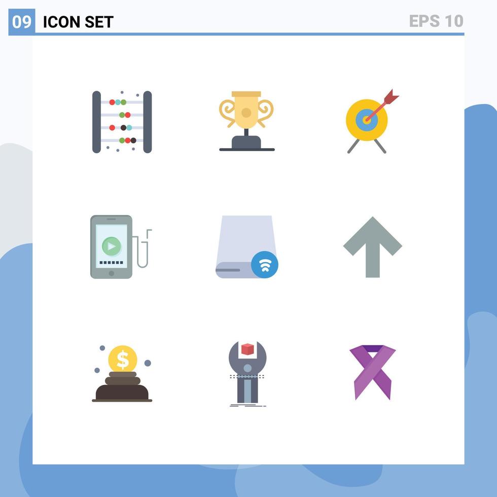 piatto colore imballare di 9 universale simboli di guidare computer bersaglio formazione scolastica mobile modificabile vettore design elementi
