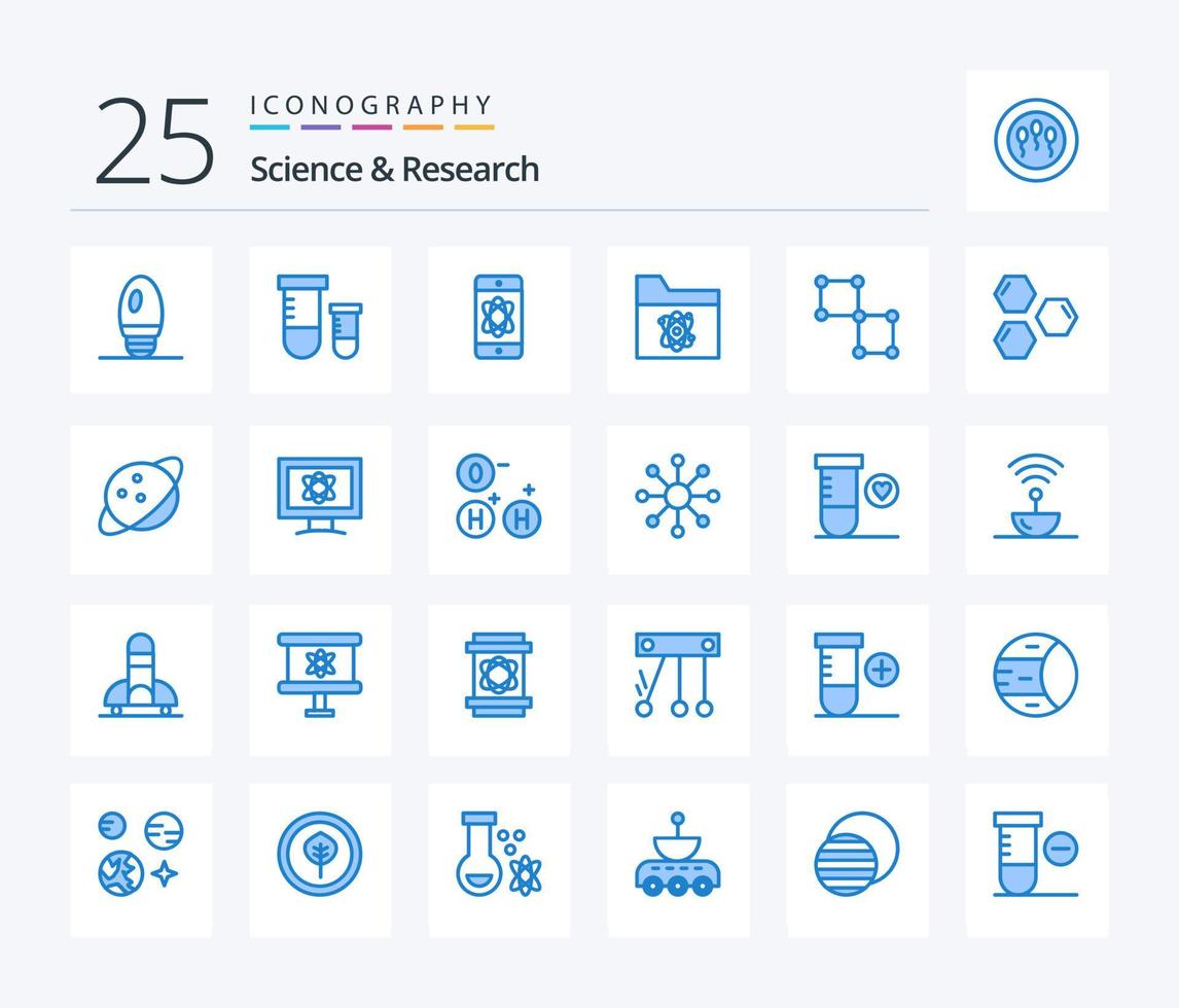 scienza 25 blu colore icona imballare Compreso scienza. legato. scienza. spazio. cartella vettore