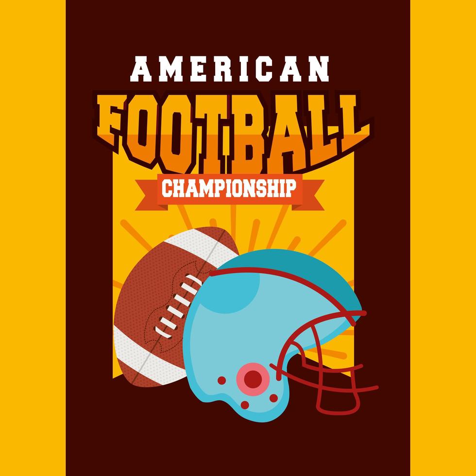 poster di sport football americano con palla e casco vettore
