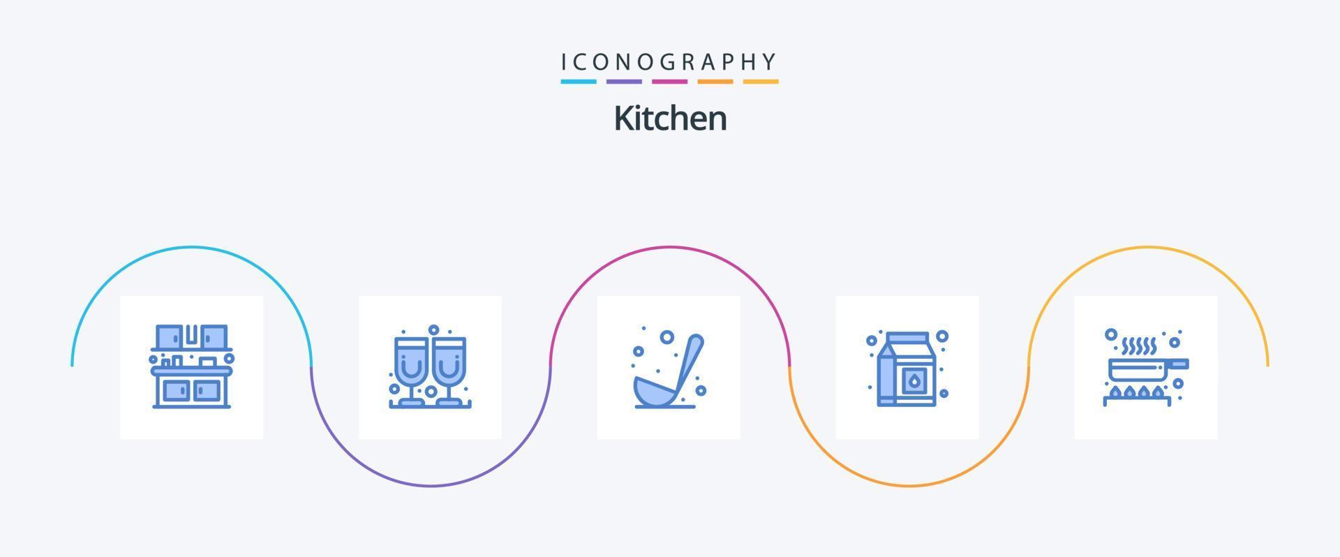 cucina blu 5 icona imballare Compreso cucina. cibo. cibo. cucinare. pacchetto vettore