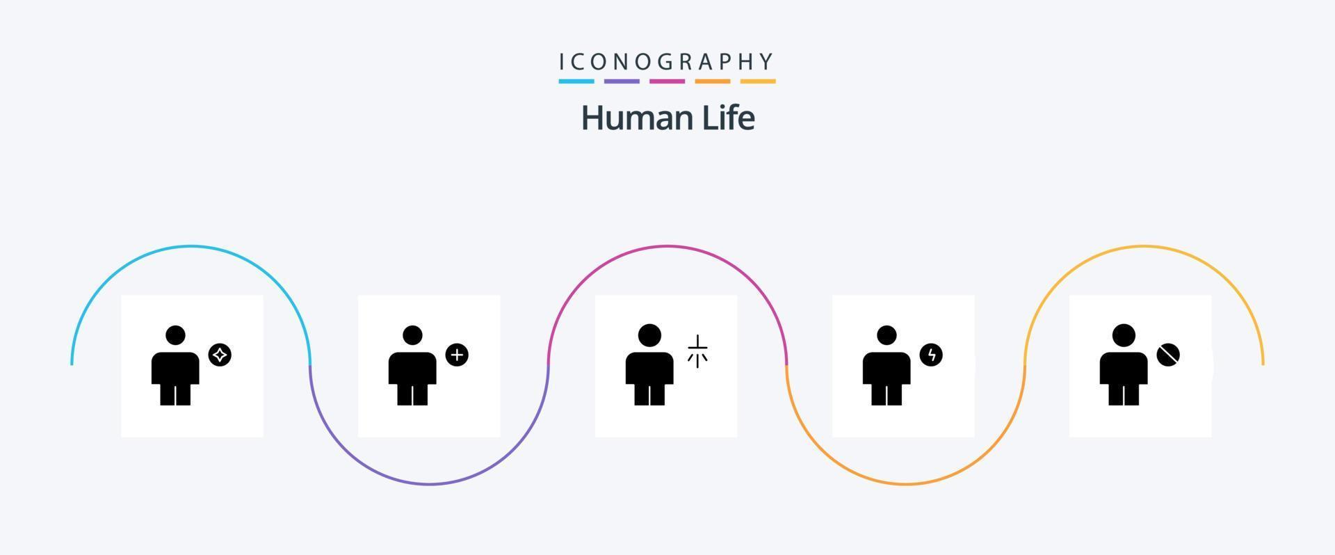 umano glifo 5 icona imballare Compreso elettricità. avatar. umano. acqua. umano vettore