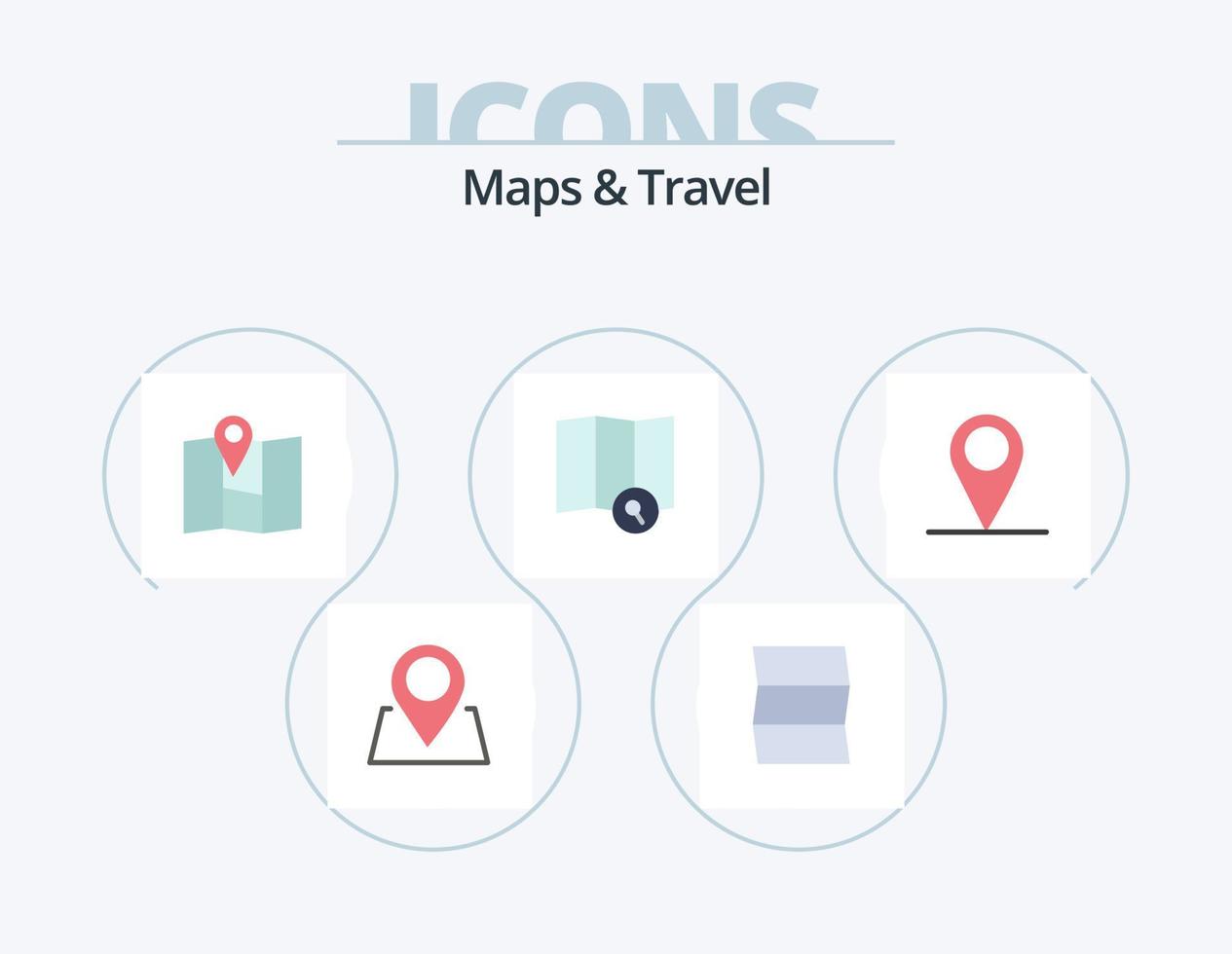 mappe e viaggio piatto icona imballare 5 icona design. . . spillo. spillo. GPS vettore